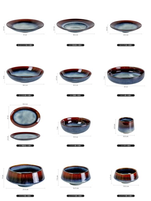 Oriental Tableware Wholesale, Reactive Glaze Bulk Bowls, Plates, Cups-05