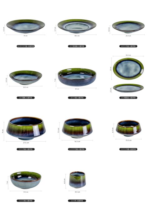 Oriental Tableware Wholesale, Reactive Glaze Bulk Bowls, Plates, Cups-06