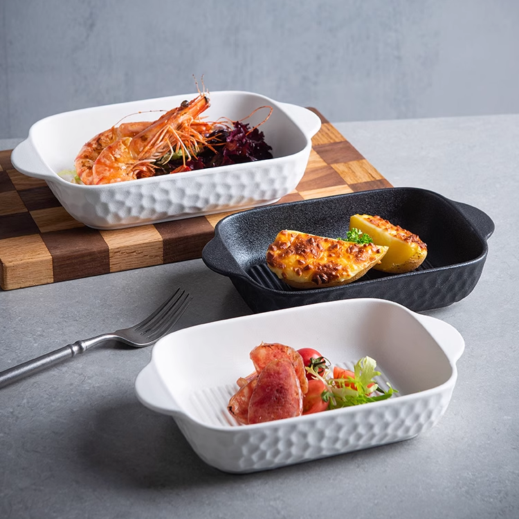 Ceramic Dishes Wholesale With Handles, Bulk Casserole Dishes-3